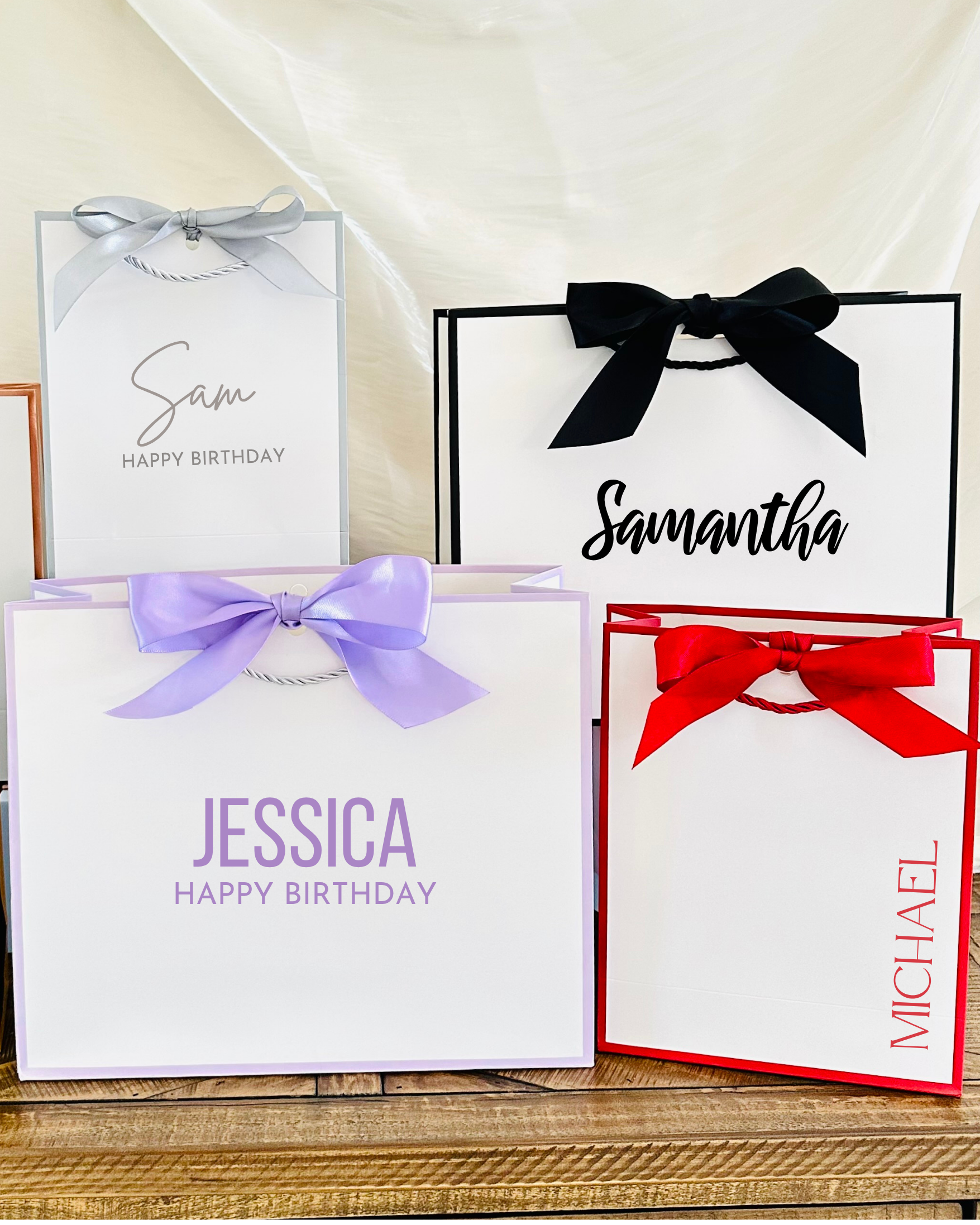 Personalized Gift Bags With Names - Pick Font Style, Size & Colors