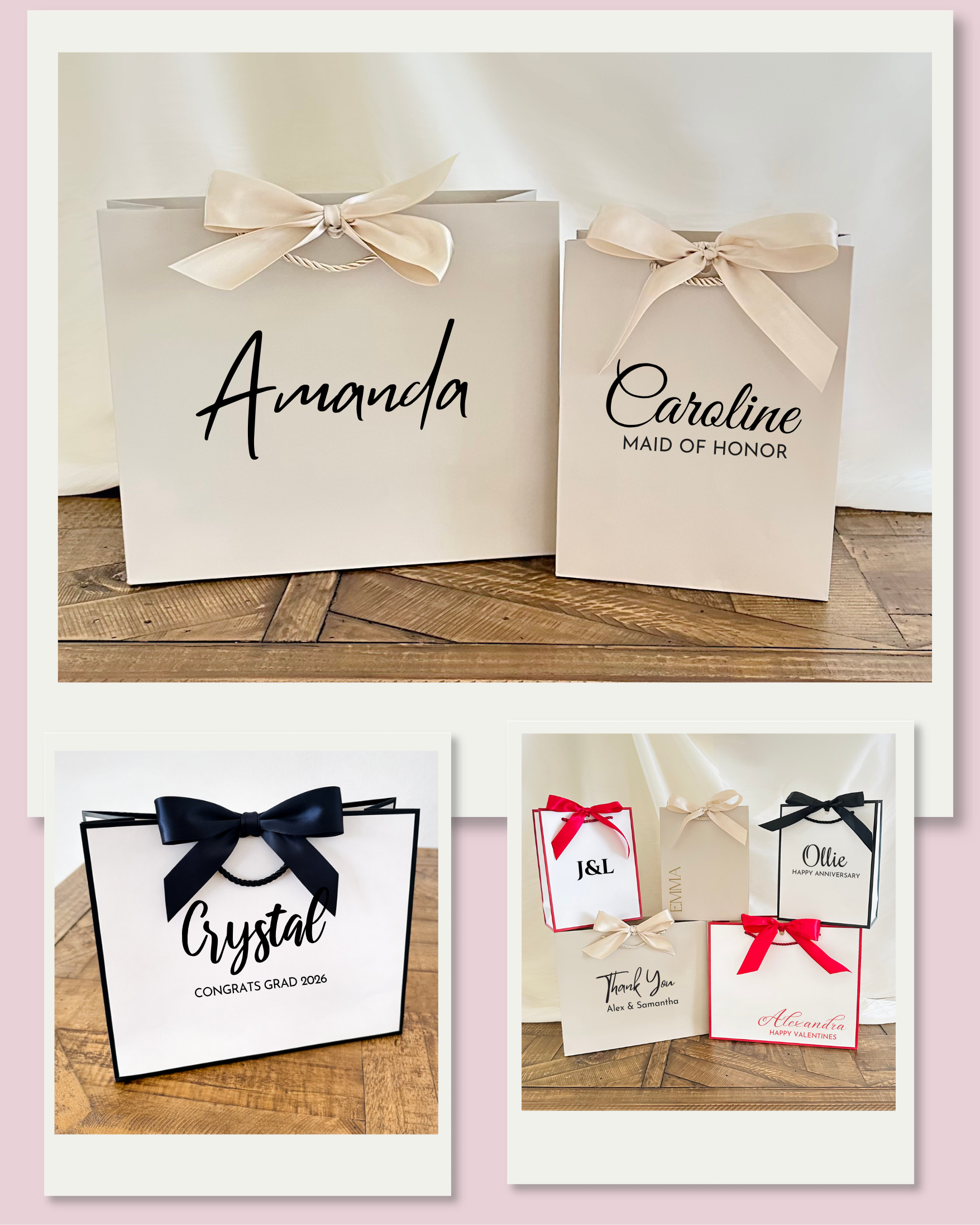 Personalized Gift Bags With Names - Pick Font Style, Size & Colors