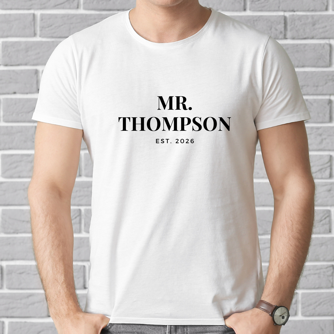 Personalized with Last Name and Date Bride or Groom T Shirt