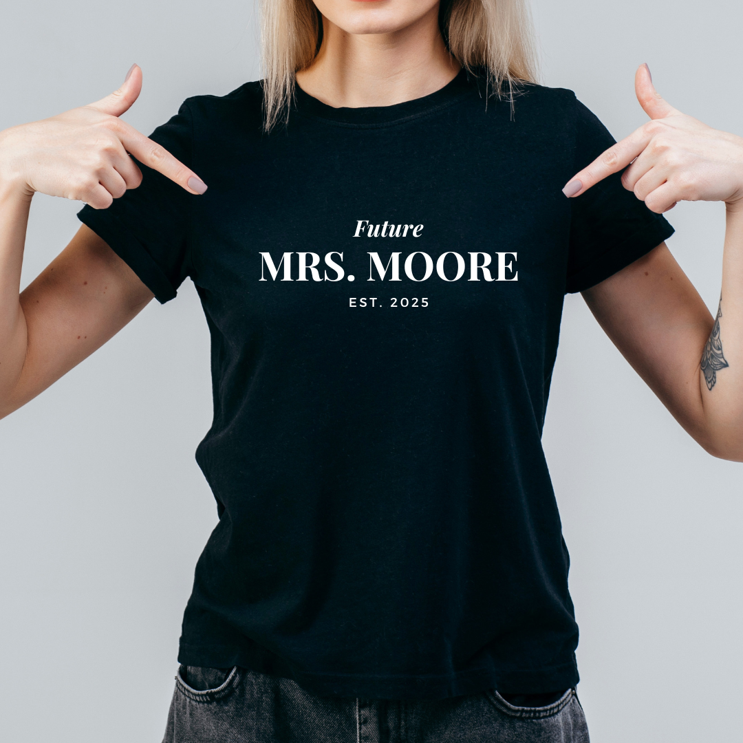 Personalized with Last Name and Date Bride or Groom T Shirt