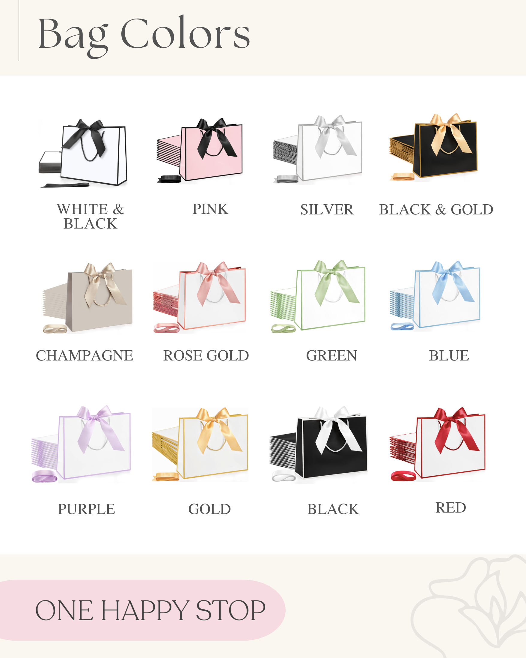 Personalized Gift Bags With Names - Pick Font Style, Size & Colors