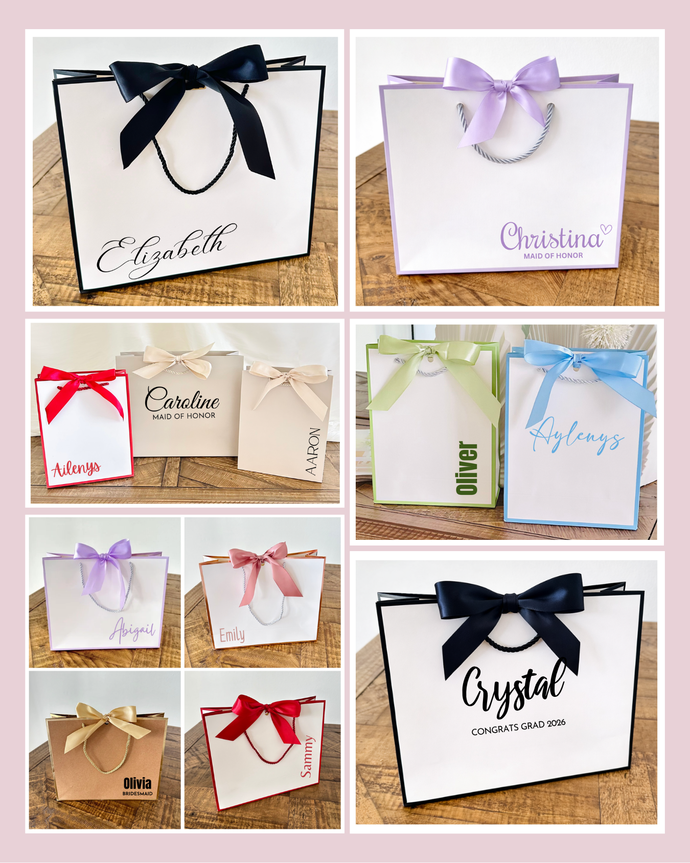 Personalized Gift Bags With Names - Pick Font Style, Size & Colors