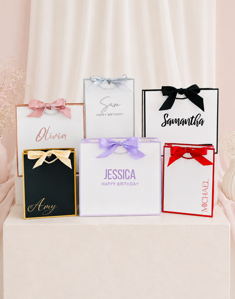 Personalized Gift Bags With Names - Pick Font Style, Size & Colors