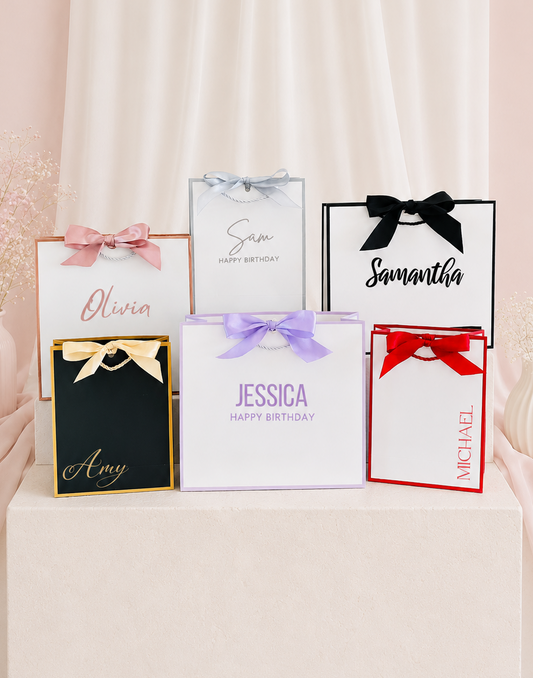 Personalized Gift Bags With Names - Pick Font Style, Size & Colors