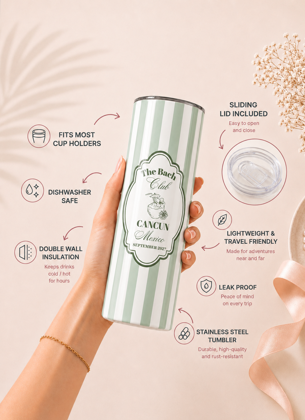 Personalized Tumbler For Bach Trips And More.