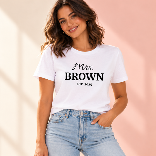 Mrs. T-Shirt With Your Last Name & Year