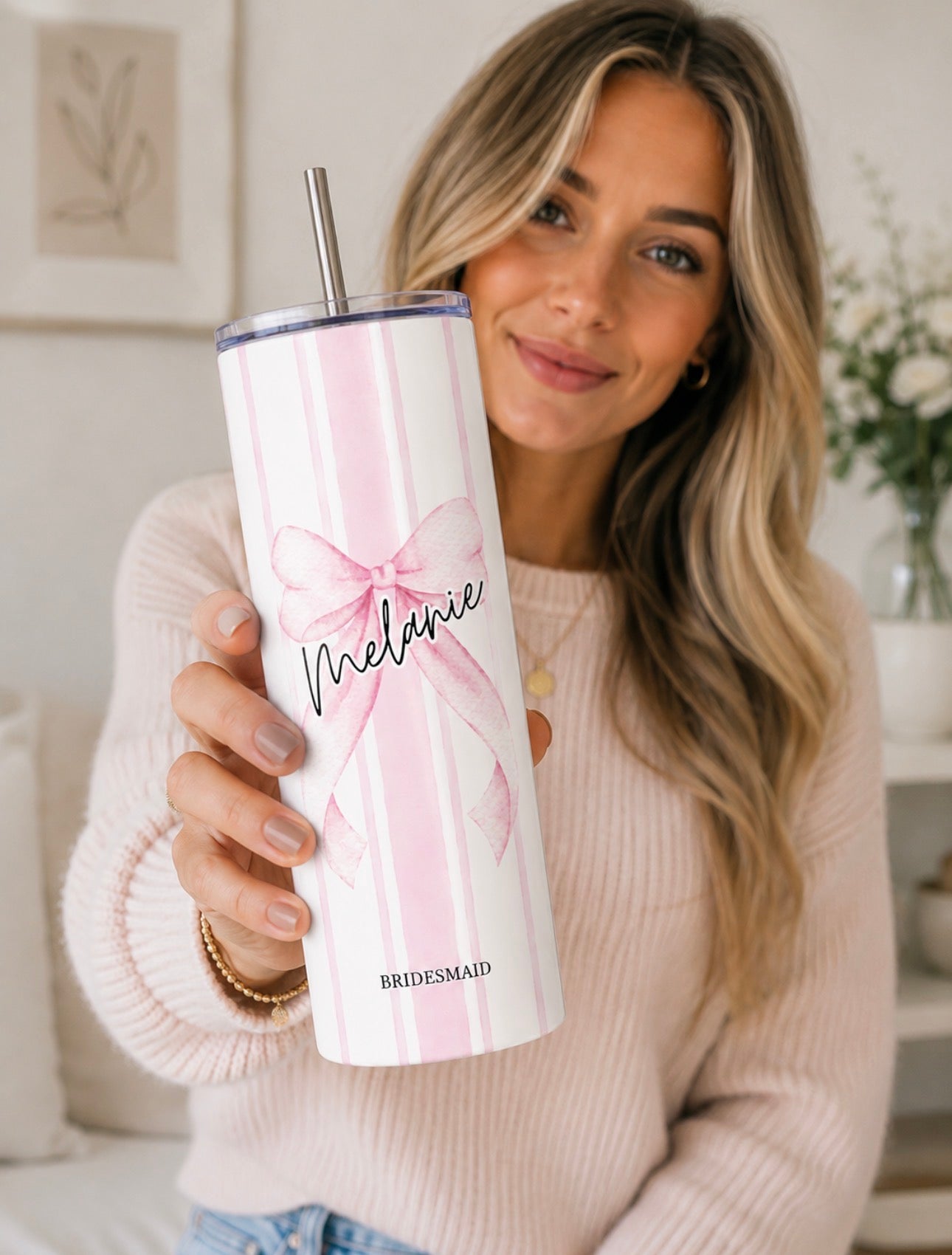 Personalized Coquette Tumbler With Bow