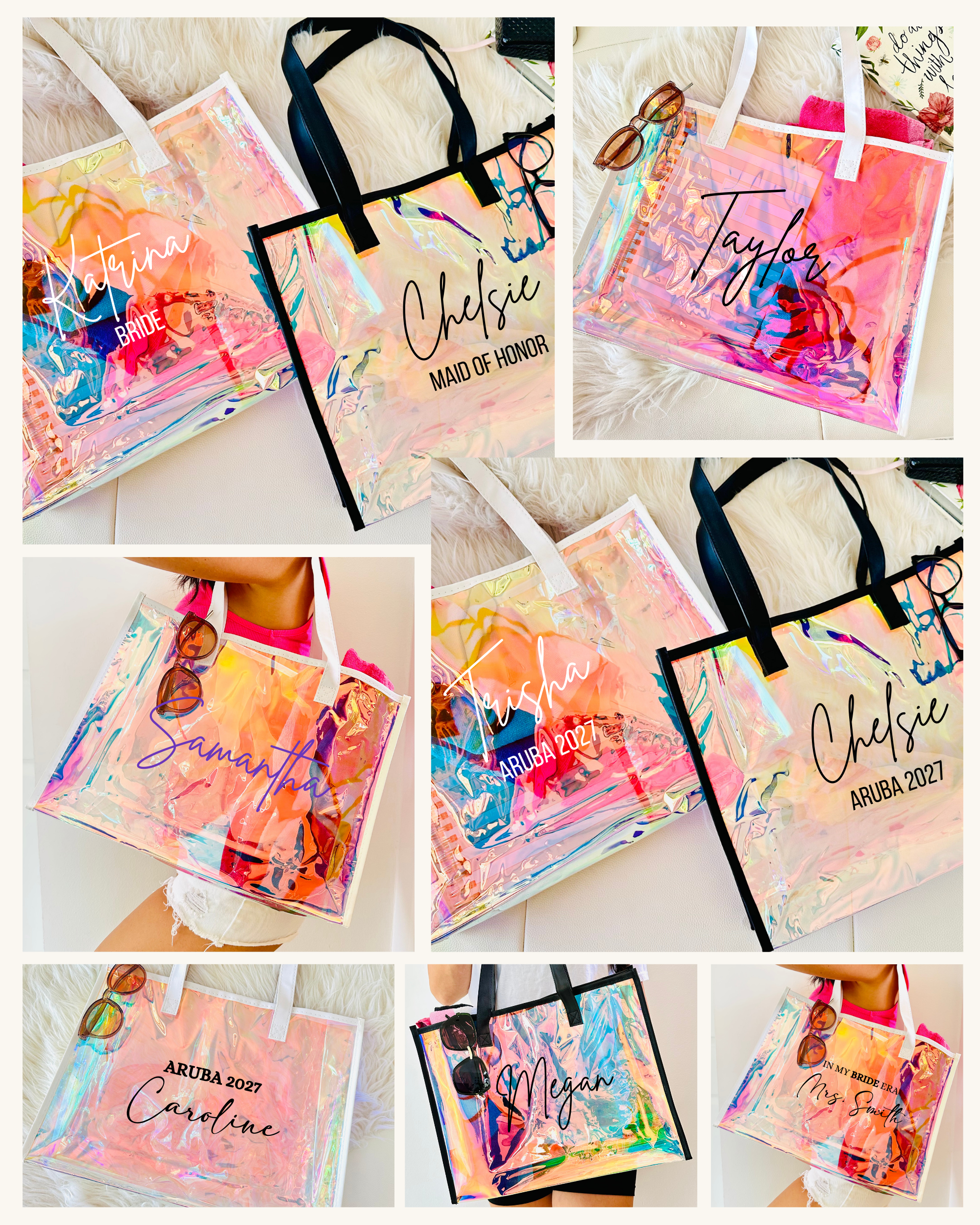 Personalized Holographic Party Tote Bags