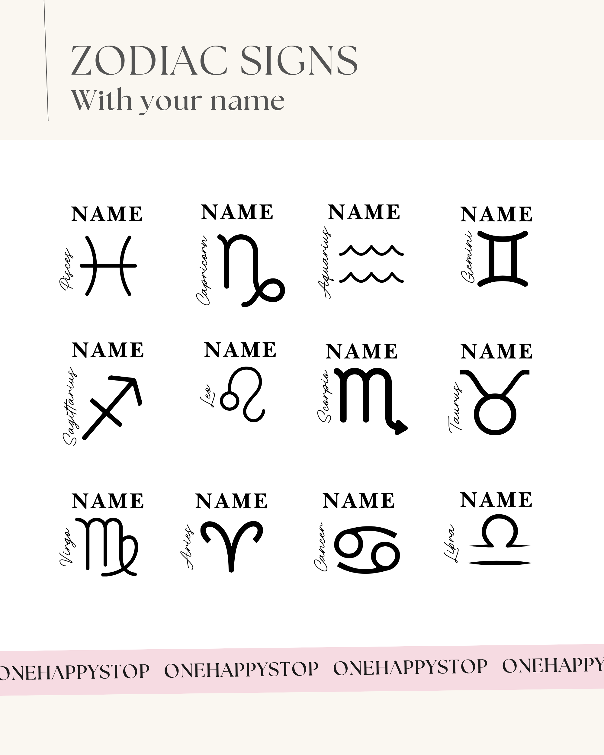 Personalized Zodiac Tote Bags with Name