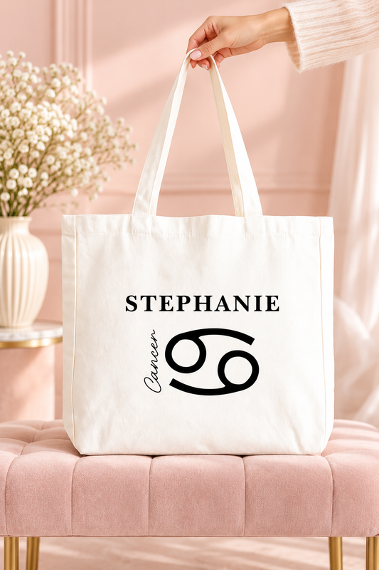 Personalized Tote Bags with your zodiac sign and Name