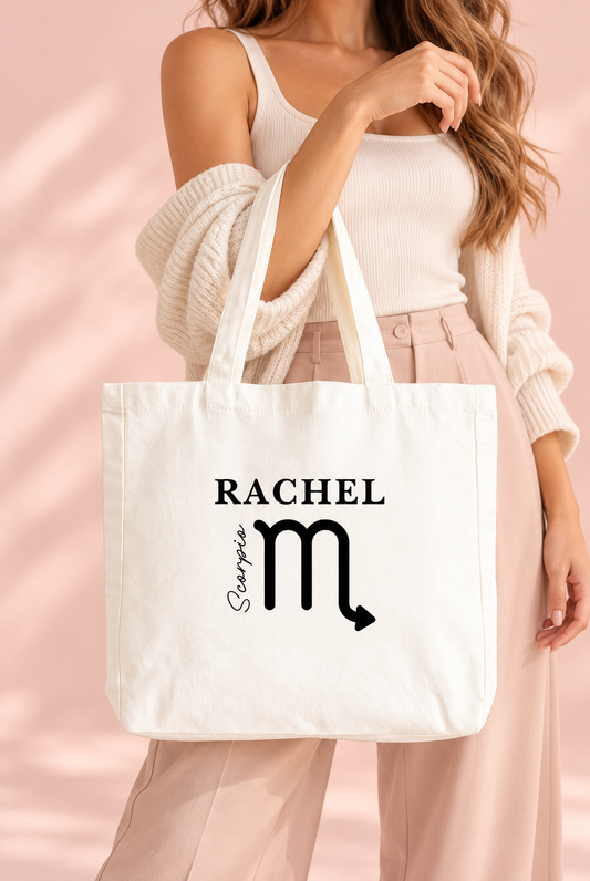 Personalized Tote Bags with your zodiac sign and Name
