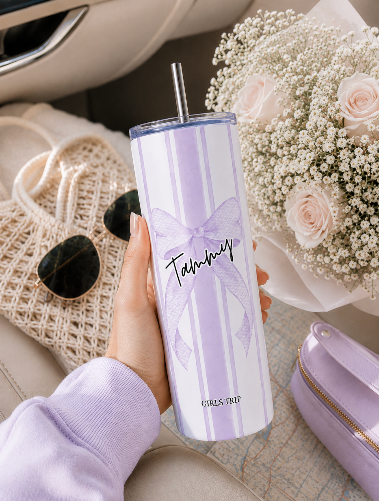Personalized Coquette Tumbler With Bow