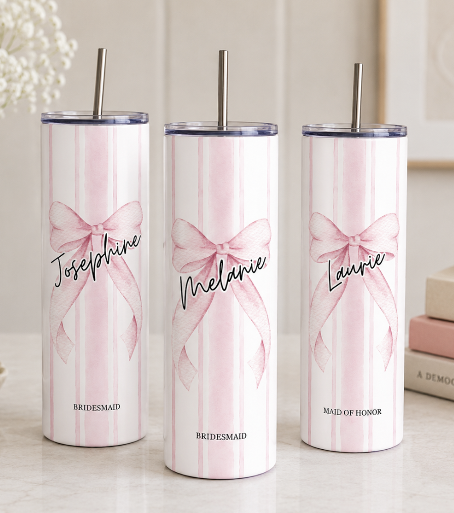 Personalized Coquette Tumbler With Bow
