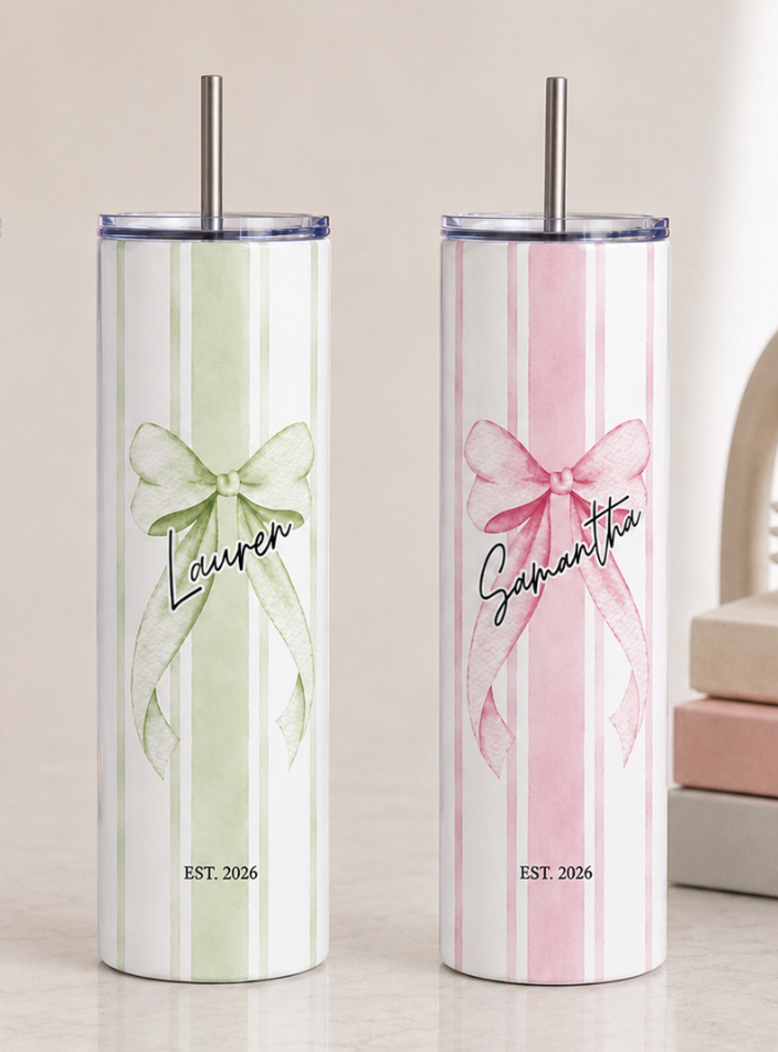 Personalized Coquette Tumbler With Bow