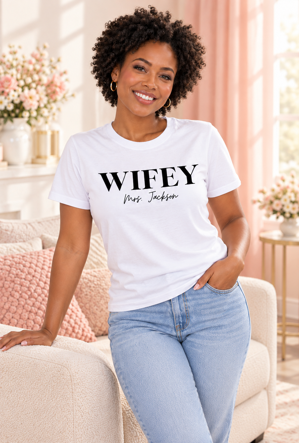 Wifey T-Shirt Personalized With Your Last Name