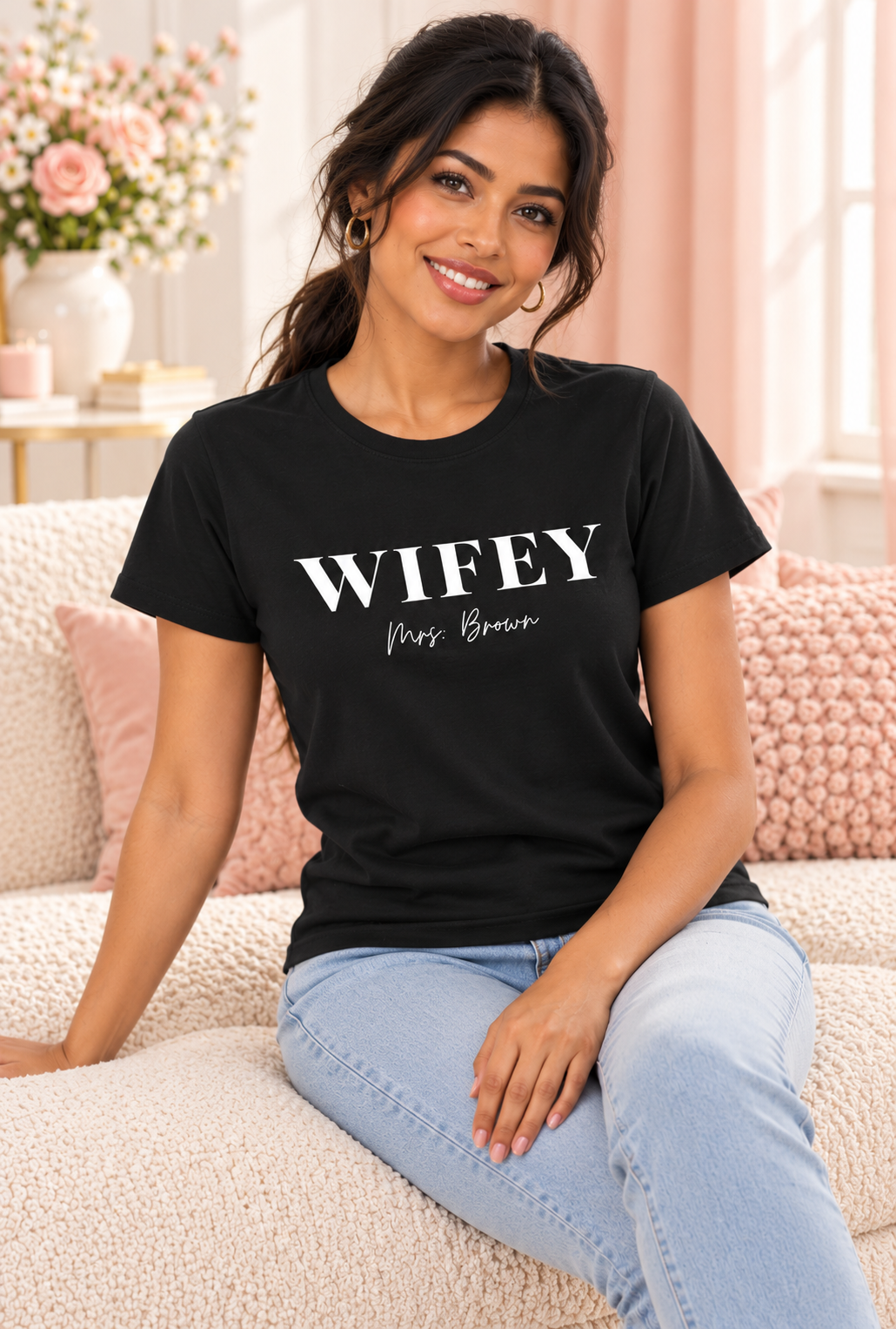 Wifey T-Shirt Personalized With Your Last Name