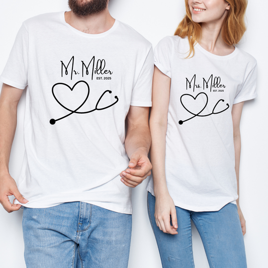 Mrs or Mr Wedding T shirt for nurses or doctors