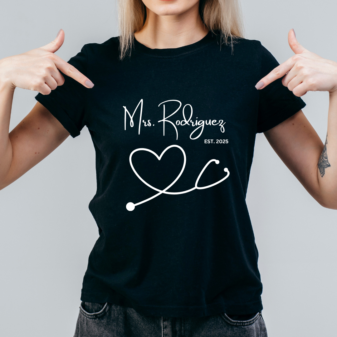 Mrs or Mr Wedding T shirt for nurses or doctors