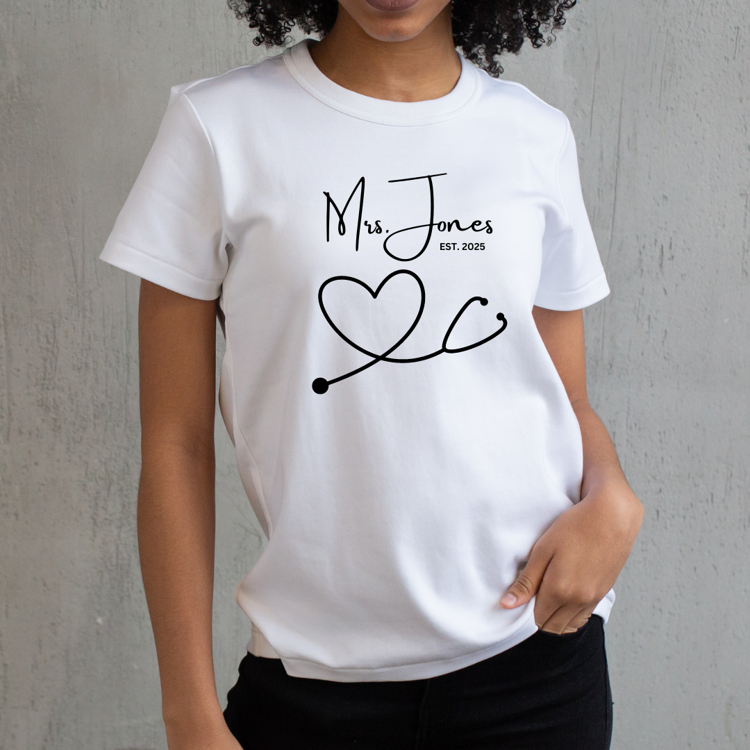 Mrs or Mr Wedding T shirt for nurses or doctors