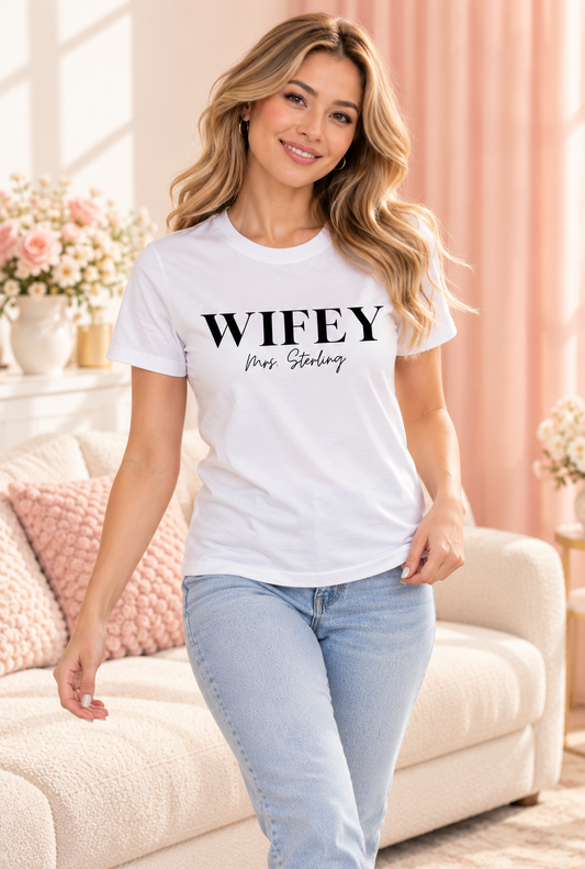 Wifey T-Shirt Personalized With Your Last Name