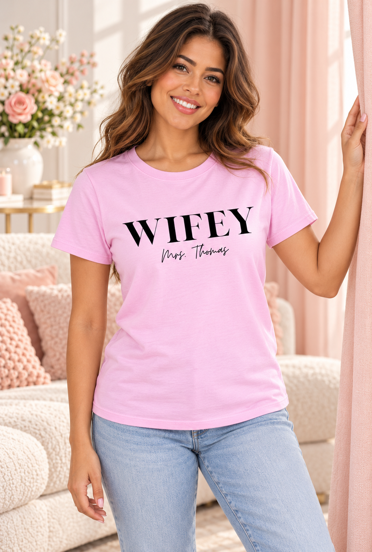 Wifey T-Shirt Personalized With Your Last Name