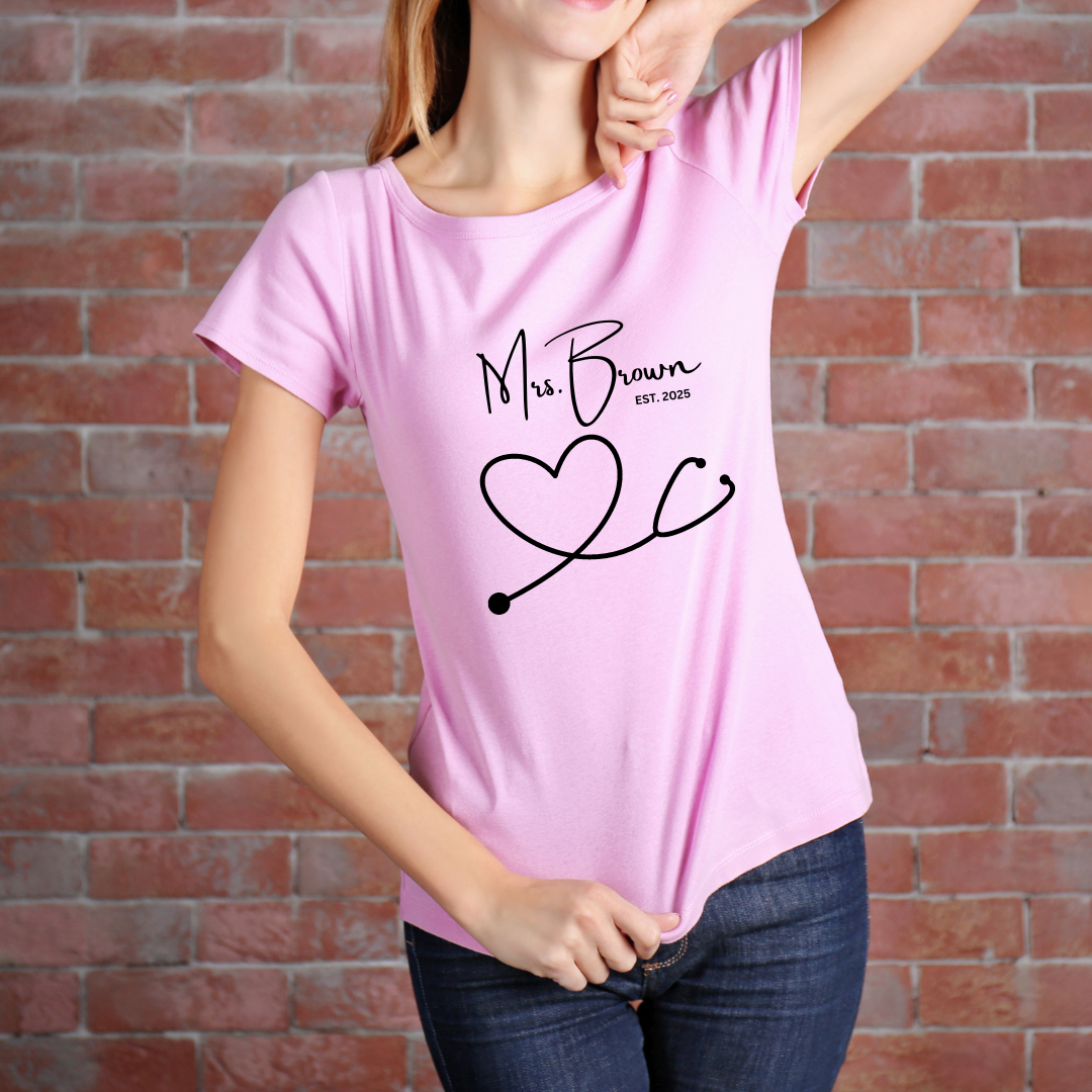 Mrs or Mr Wedding T shirt for nurses or doctors